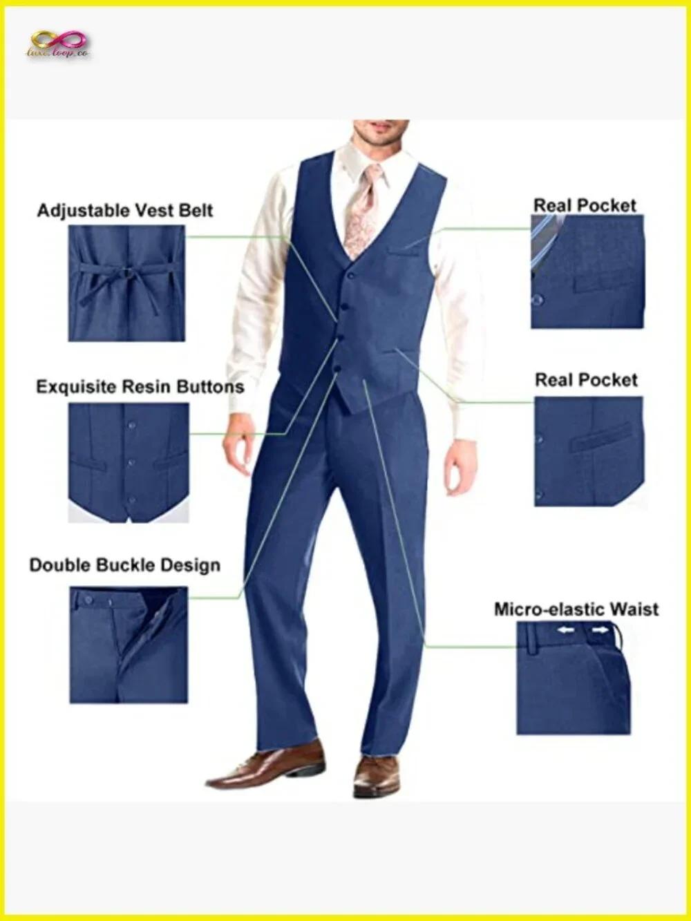 Slim Fit Three Piece Suit Set Modern Formal Business Wedding Blazer Vest Pants